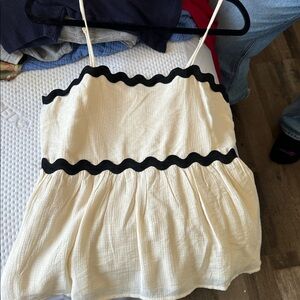 Cream and Black Strappy Top